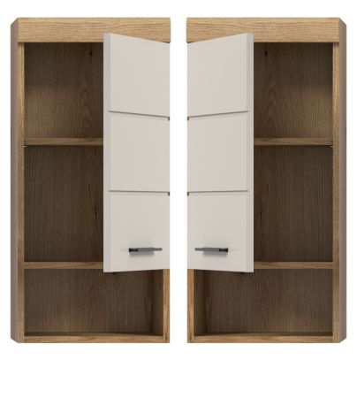 Badezimmer H�ngeschrank Shawn in Sand Kaschmir und Evoke Eiche Badschrank h�ngend 37 x 79 cm