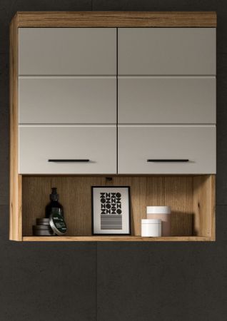 Badezimmer H�ngeschrank Shawn in Sand Kaschmir und Evoke Eiche Badschrank h�ngend 74 x 79 cm
