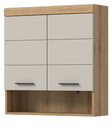 Badezimmer H�ngeschrank Shawn in Sand Kaschmir und Evoke Eiche Badschrank h�ngend 74 x 79 cm