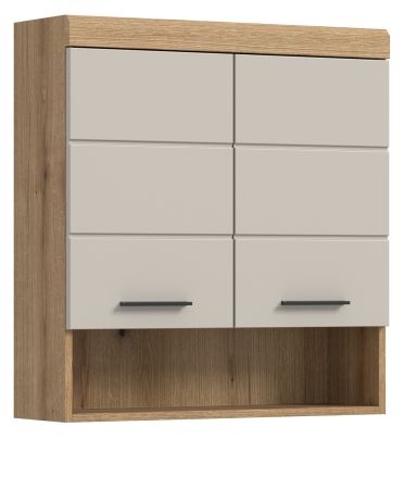 Badezimmer H�ngeschrank Shawn in Sand Kaschmir und Evoke Eiche Badschrank h�ngend 74 x 79 cm