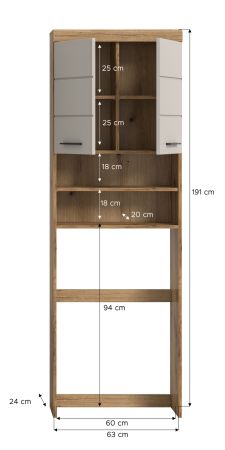 Waschmaschinenschrank Shawn in Sand Kashmir und Evoke Eiche Waschmaschinen �berbau 63 x 191 cm