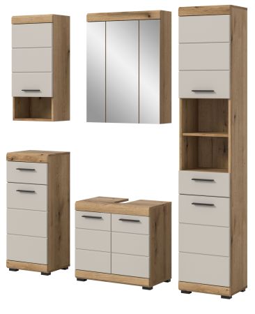 Badm�bel Set 5-teilig Shawn in Sand Kashmir und Evoke Eiche Badkombination 164 x 191 cm