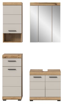 Badm�bel Set 4-teilig Shawn in Sand Kashmir und Evoke Eiche Badkombination 112 x 191 cm