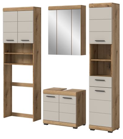 Badm�bel Set 4-teilig Shawn in Sand Kashmir und Evoke Eiche Badkombination 190 x 191 cm