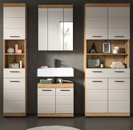 Badm�bel Set 4-teilig Shawn in Sand Kashmir und Evoke Eiche Badkombination 200 x 191 cm