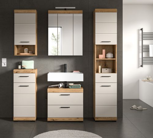 Badm�bel Set 5-teilig Shawn in Sand Kaschmir und Evoke Eiche Badkombination 164 x 191 cm