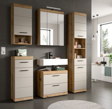 Badm�bel Set 5-teilig Shawn in Sand Kaschmir und Evoke Eiche Badkombination 164 x 191 cm