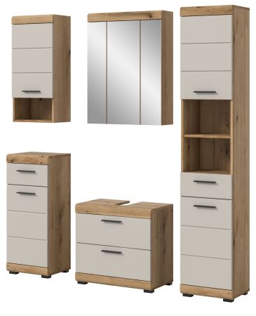 Badm�bel Set 5-teilig Shawn in Sand Kaschmir und Evoke Eiche Badkombination 164 x 191 cm