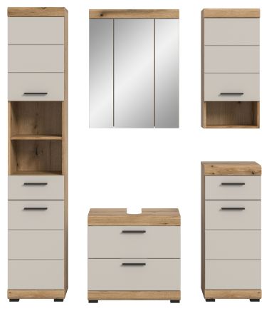 Badm�bel Set 5-teilig Shawn in Sand Kaschmir und Evoke Eiche Badkombination 164 x 191 cm