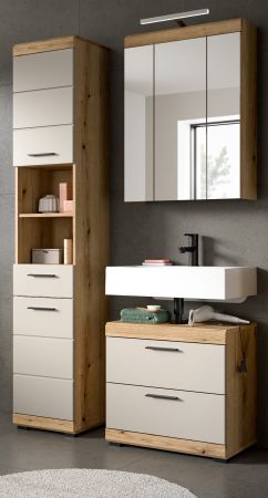 Badm�bel Set 3-teilig Shawn in Sand Kaschmir und Evoke Eiche Badkombination 112 x 191 cm