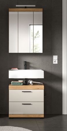 Badm�bel Set 2-teilig Shawn in Sand Kashmir und Evoke Eiche Badkombination 60 x 191 cm
