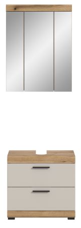 Badm�bel Set 2-teilig Shawn in Sand Kashmir und Evoke Eiche Badkombination 60 x 191 cm