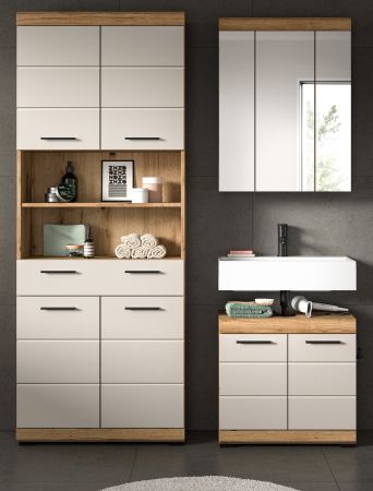 Badm�bel Set 3-teilig Shawn in Sand Kaschmir und Evoke Eiche Badkombination 149 x 191 cm