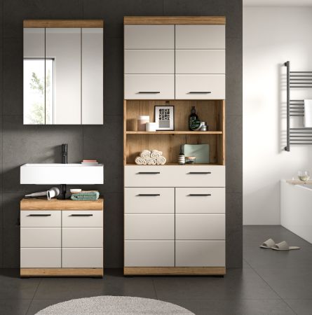 Badm�bel Set 3-teilig Shawn in Sand Kaschmir und Evoke Eiche Badkombination 149 x 191 cm