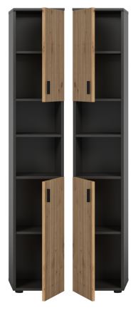 Badezimmer Hochschrank Livia in Artisan Eiche und grau Badschrank 30 x 192 cm