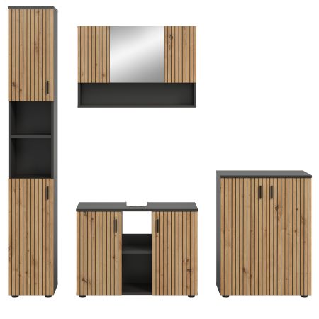Badm�bel Set 4-teilig Livia in Artisan Eiche und grau Badkombination 200 x 192 cm