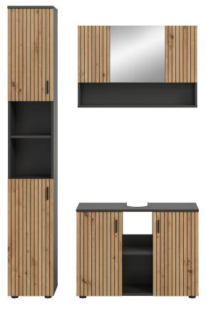 Badm�bel Set 3-teilig Livia in Artisan Eiche und grau Badkombination 125 x 192 cm