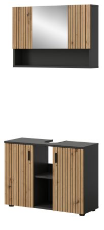 Badm�bel Set 2-teilig Livia in Artisan Eiche und grau Badkombination 80 x 180 cm