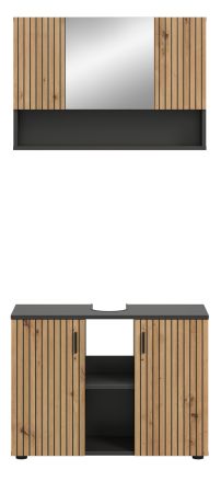 Badm�bel Set 2-teilig Livia in Artisan Eiche und grau Badkombination 80 x 180 cm