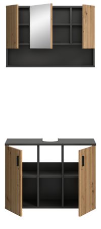 Badm�bel Set 2-teilig Livia in Artisan Eiche und grau Badkombination 80 x 180 cm