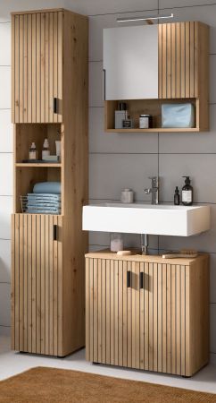 Waschbeckenunterschrank Livia in Artisan Eiche Badezimmer Unterschrank 60 cm