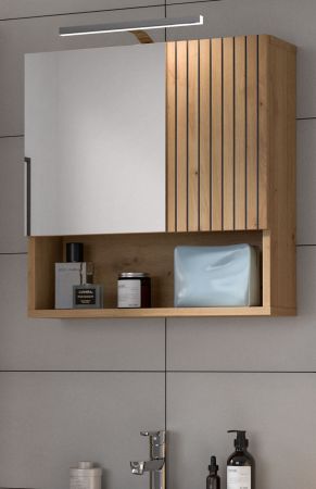 Badezimmer Spiegelschrank Livia in Artisan Eiche Badschrank mit Spiegel 54 cm