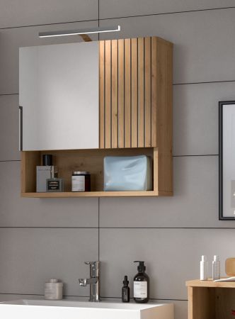 Badezimmer Spiegelschrank Livia in Artisan Eiche Badschrank mit Spiegel 54 cm