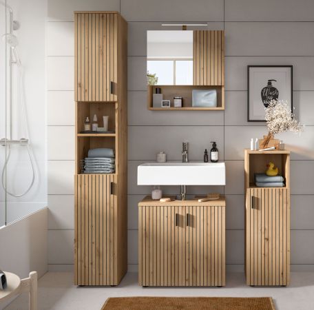 Badezimmer Spiegelschrank Livia in Artisan Eiche Badschrank mit Spiegel 54 cm