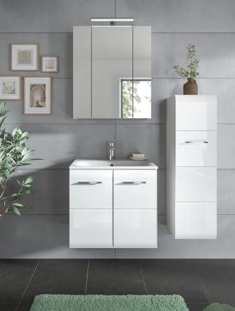 Badezimmer Kommode Cover in wei� Hochglanz Badkommode h�ngend / stehend 30 x 106 cm
