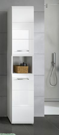 Badezimmer Hochschrank Cover in wei� Hochglanz Badschrank 30 x 185 cm