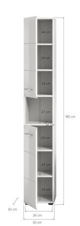 Badezimmer Hochschrank Cover in wei� Hochglanz Badschrank 30 x 185 cm