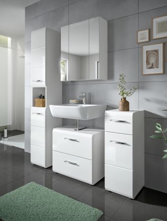 Badezimmer Kommode Cover in wei� Hochglanz Badkommode 30 x 80 cm