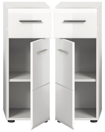 Badezimmer Kommode Cover in wei� Hochglanz Badkommode 30 x 80 cm