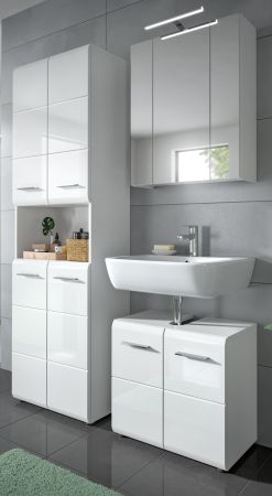 Badm�bel Set 3-teilig Cover in wei� Hochglanz Badkombination 135 x 185 cm
