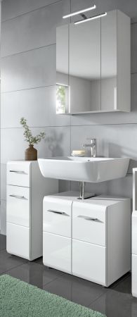 Badm�bel Set 3-teilig Cover in wei� Hochglanz Badkombination 105 x 185 cm