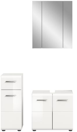 Badm�bel Set 3-teilig Cover in wei� Hochglanz Badkombination 105 x 185 cm