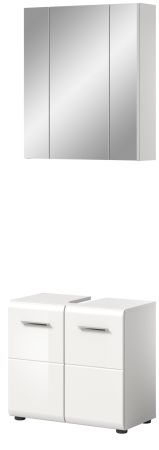 Badm�bel Set 2-teilig Cover in wei� Hochglanz Badkombination 60 x 185 cm