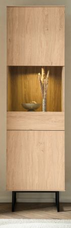Vitrine Breda in Stone Eiche Vitrinenschrank 58 x 200 cm, mit Push-to-Open
