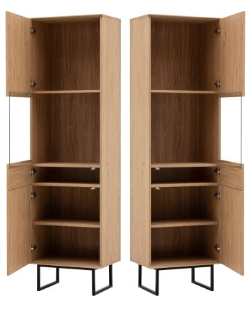 Vitrine Breda in Stone Eiche Vitrinenschrank 58 x 200 cm, mit Push-to-Open