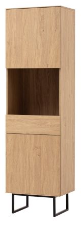 Vitrine Breda in Stone Eiche Vitrinenschrank 58 x 200 cm, mit Push-to-Open