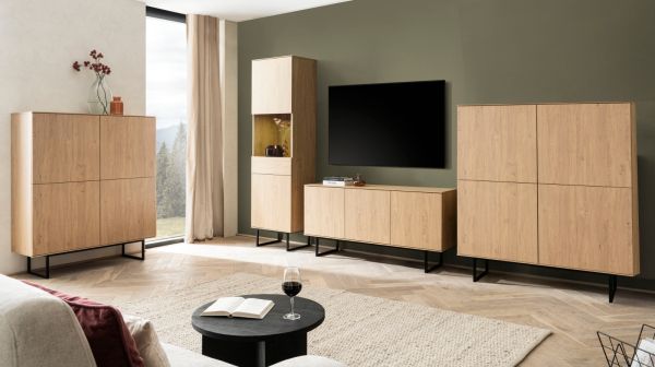 TV-Lowboard Breda in Stone Eiche 150 x 70 cm, mit Push-to-Open und Komforth�he