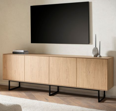 TV-Lowboard Breda in Stone Eiche 200 x 70 cm, mit Push-to-Open und Komforth�he