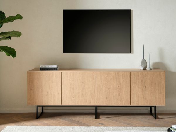 TV-Lowboard Breda in Stone Eiche 200 x 70 cm, mit Push-to-Open und Komforth�he