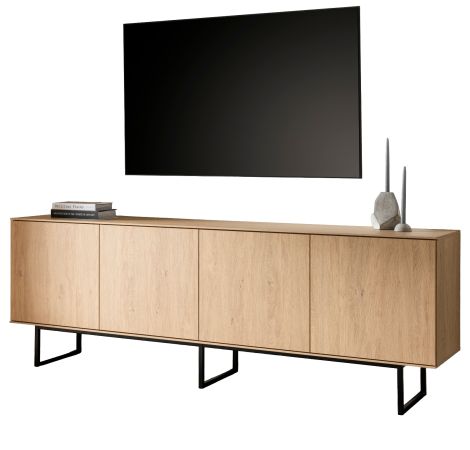 TV-Lowboard Breda in Stone Eiche 200 x 70 cm, mit Push-to-Open und Komforth�he