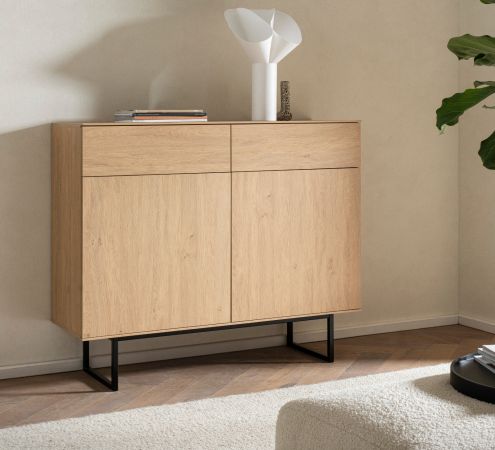 Sideboard Breda in Stone Eiche Kommode 115 x 98 cm, mit Push-to-Open