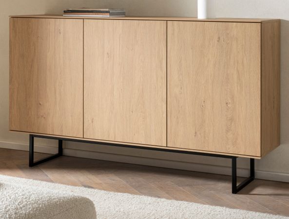 Sideboard Breda in Stone Eiche Kommode 150 x 90 cm, mit Push-to-Open
