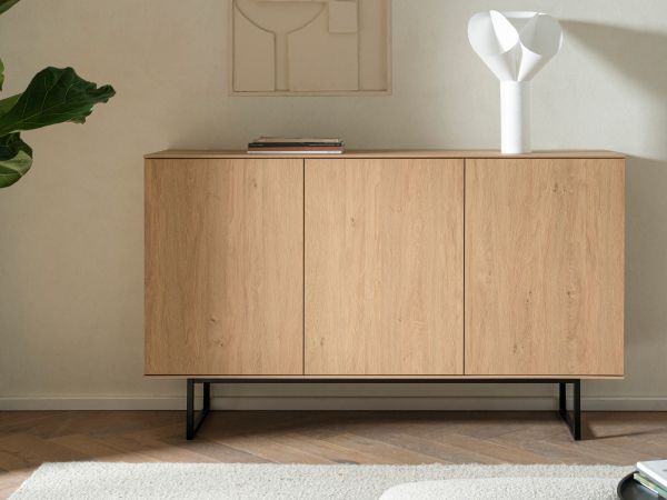 Sideboard Breda in Stone Eiche Kommode 150 x 90 cm, mit Push-to-Open