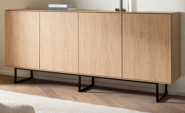 Sideboard Breda in Stone Eiche Kommode 200 x 90 cm, mit Push-to-Open