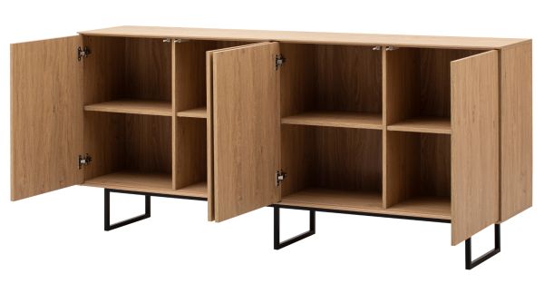 Sideboard Breda in Stone Eiche Kommode 200 x 90 cm, mit Push-to-Open