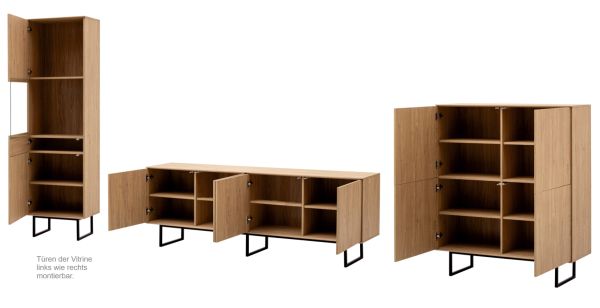 Wohnwand Breda in Stone Eiche Wohnkombination 3-teilig 400 cm, mit Push-to-Open